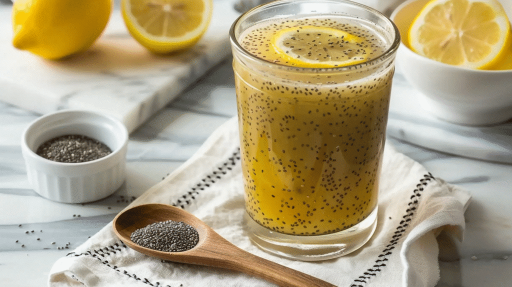 Brazilian Mounjaro Drink: The Weight Loss Elixir Shaking the Internet 16 Brazilian Mounjaro drink with lemon slices and chia seeds on a marble counter.
