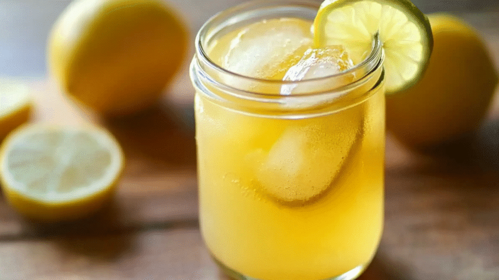 Brazilian Mounjaro Drink: The Weight Loss Elixir Shaking the Internet 13 Brazilian Mounjaro drink with lemon slice and ice cubes in a mason jar.