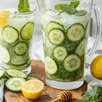 What Is the Natural Zepbound Recipe? Discover the Detox Drink Taking Over 2025 5 Glass pitcher and glasses of natural zepbound recipe with mint, honey, and lemon slices on a kitchen counter.