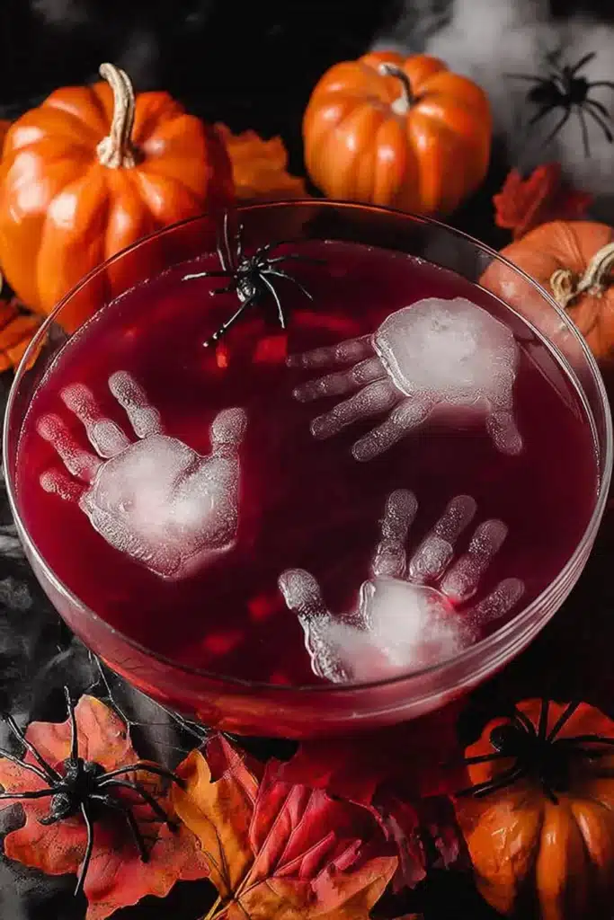 Halloween Punch – Spooky Party Drink with Ice Hands