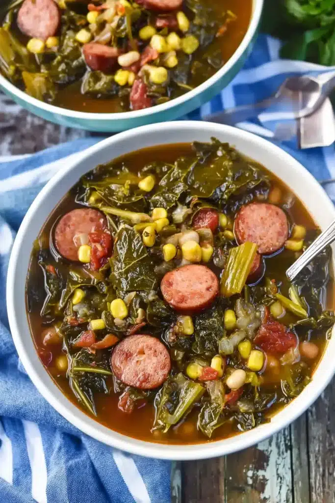 Swamp Soup (Viral TikTok Recipe) 7 A warm, Southern-style Swamp Soup brimming with smoked sausage, collard greens, beans, and corn — a true comfort meal packed with hearty, home-cooked flavor.
