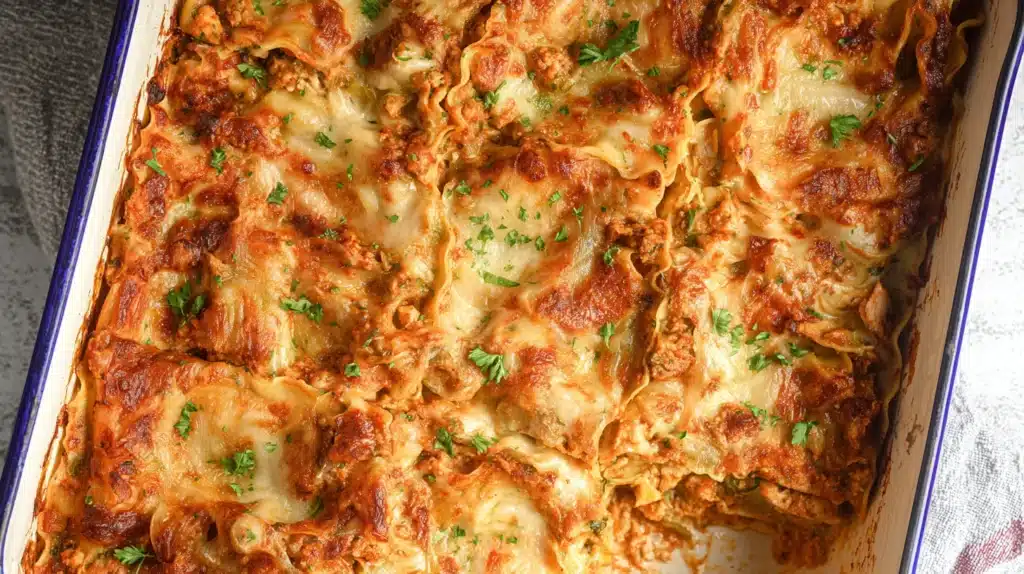 This Thanksgiving Leftovers Lasagna turns your holiday extras into a creamy, cheesy masterpiece — layers of turkey, stuffing, mashed potatoes, and gravy baked to golden perfection.