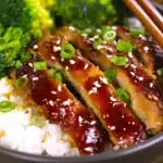 Juicy teriyaki chicken cooked low and slow in the crock pot, then served over fluffy rice with fresh broccoli and a drizzle of rich, glossy sauce. A delicious and effortless dinner favorite.