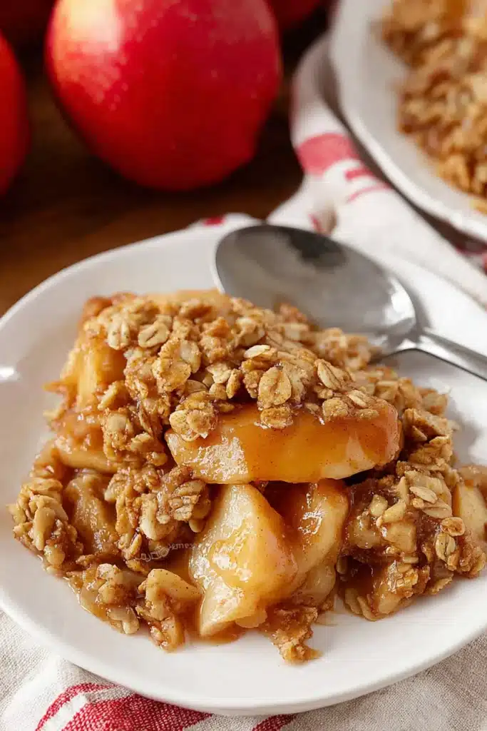 Warm, cozy, and full of fall flavor — this classic Apple Crisp features tender cinnamon apples baked under a buttery oat topping. Perfect served on its own or with a scoop of vanilla ice cream.