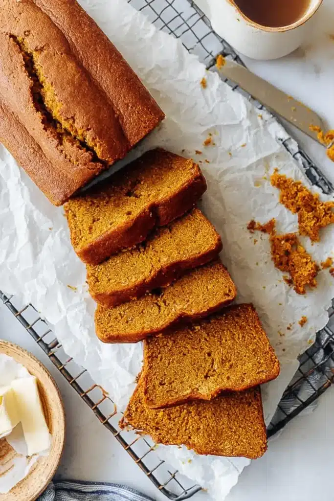 Pumpkin Bread: The Perfectly Moist and Spiced Fall Classic 6 A beautifully spiced pumpkin bread loaf — moist, tender, and full of cozy fall flavor. Perfect for breakfast, dessert, or gifting during the holiday season.
