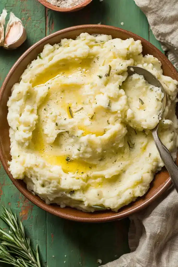 Fluffy, buttery, and infused with the warmth of rosemary and garlic — these mashed potatoes are the perfect side dish for any cozy dinner or festive feast.