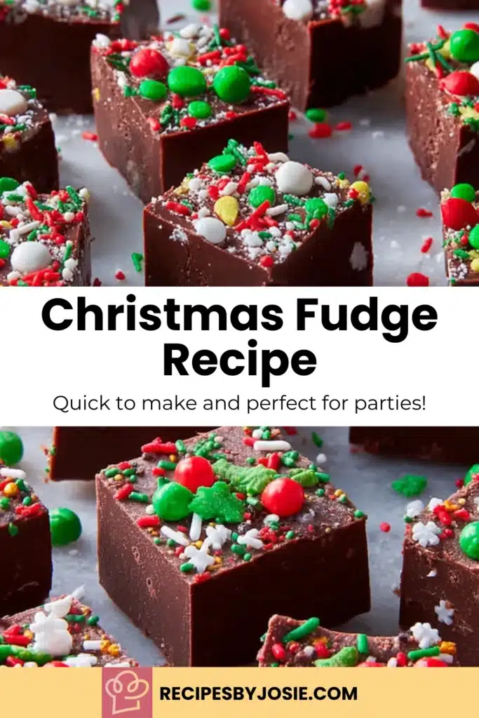 Christmas Fudge Recipe That Brings Sweet Holiday Magic to Every Bite 6 Make this rich and creamy Christmas Fudge Recipe topped with festive sprinkles. A quick and easy holiday dessert that's perfect for gifting or adding to your Christmas treat platter.