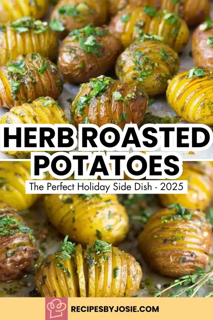 Herb Roasted Potatoes: A Delicious and Crispy Holiday Side Dish 8 Crispy hasselback-style herb roasted potatoes baked with olive oil, garlic, and fresh herbs. A delicious and easy side dish for weeknights or holiday dinners.