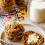 These Healthy Pumpkin Muffins are soft, moist, and packed with cozy fall flavors — the perfect pairing for a glass of milk or your morning coffee.