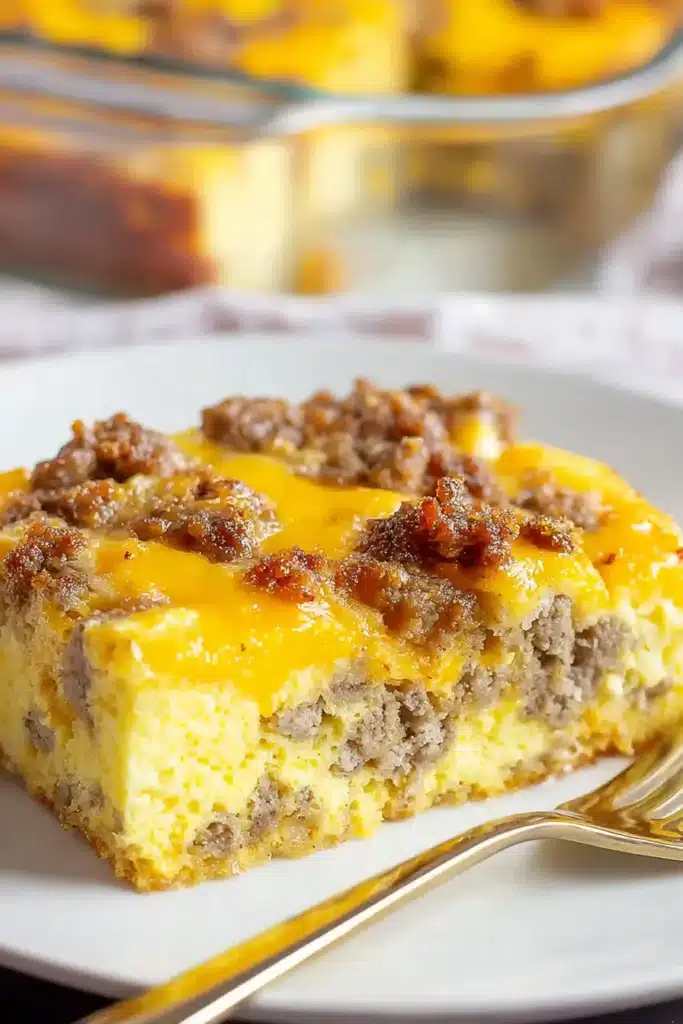 This hearty sausage breakfast casserole is loaded with fluffy eggs, melted cheese, and savory sausage—perfect for cozy mornings or holiday brunch.