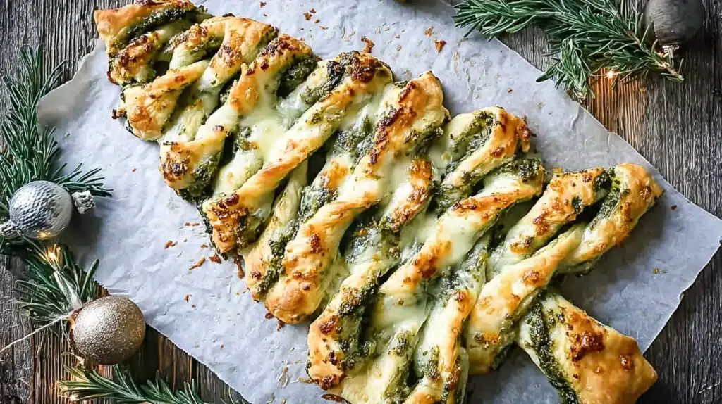 Easy Christmas Tree Appetizer Recipe | Festive Pesto Puff Pastry Pull-Apart