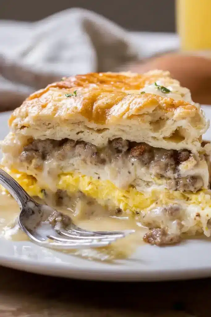 Biscuits and Gravy Breakfast Casserole: The Ultimate Southern Comfort Bake 6 Layers of buttery biscuits, creamy sausage gravy, fluffy eggs, and melted cheese come together in this hearty Biscuits and Gravy Breakfast Casserole — the perfect comfort breakfast for weekends or holidays.